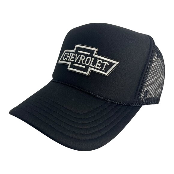 NEW VINTAGE STYLE CHEVROLET TRUCKS LOGO BLACK TRUCKER HAT CAP ADULT - Picture 2 of 3